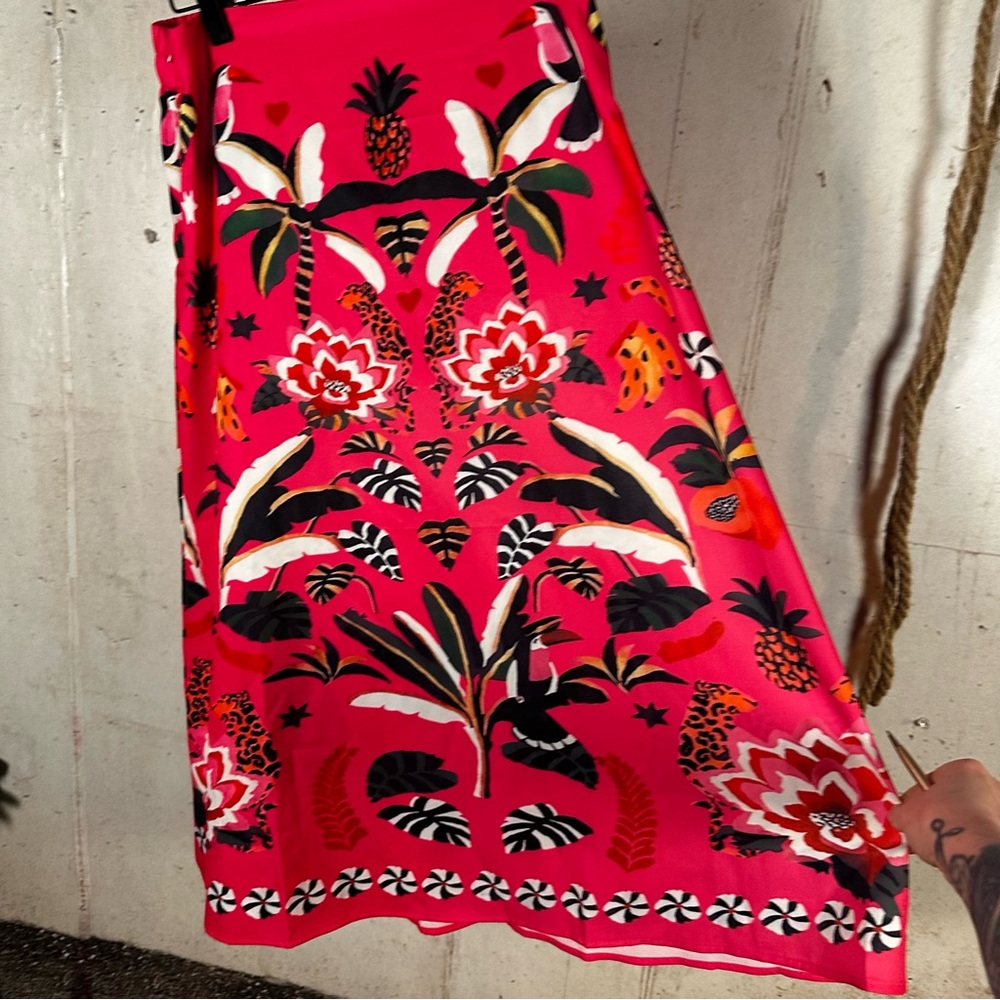 Pink floral a-line‎ midi skirt size S NWOT - Picture 3 of 10